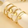 Double Layered Love Charms Heart Link Bracelet Woman, Stainless Steel Cuban Chain Adjustable, Waterproof Zircon Hypoallergenic
