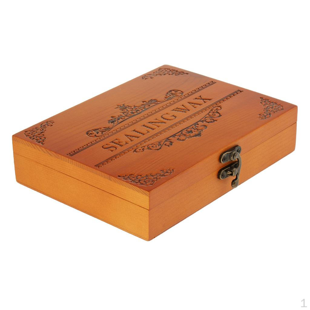 

Деревянный пустой ящик для хранения сургучных бусин, ложка-штамп
