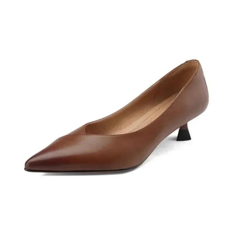 Fashion Luxury Pumps Shoes for Women Heeled Woman Medium Heel Stiletto Heels High Sandal Party Office 2025 Elegant Brown Small Heel Sexy