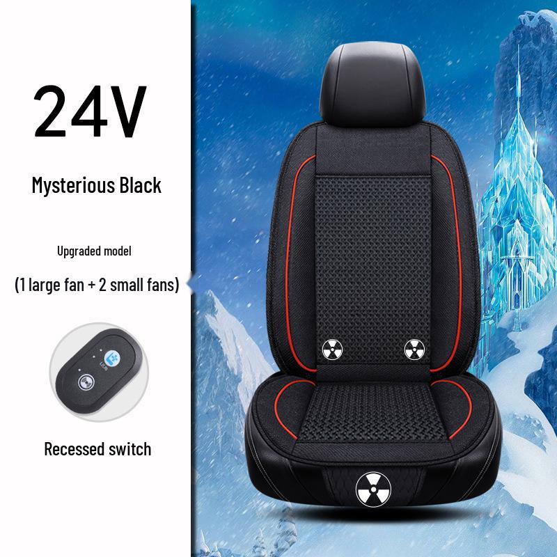 Cooling Car Seat Cushion with Fan - 12V/24V, Breathable, Single Piece