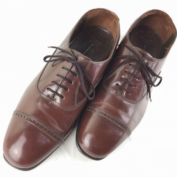FLORSHEIM Cap Toe Business Shoes Brown size 7D 24.5-25.0 Men's(USED)
