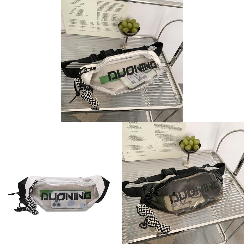 Pvc Transparent Shoulder Bag For Women With Letter Design And Zipper Closure