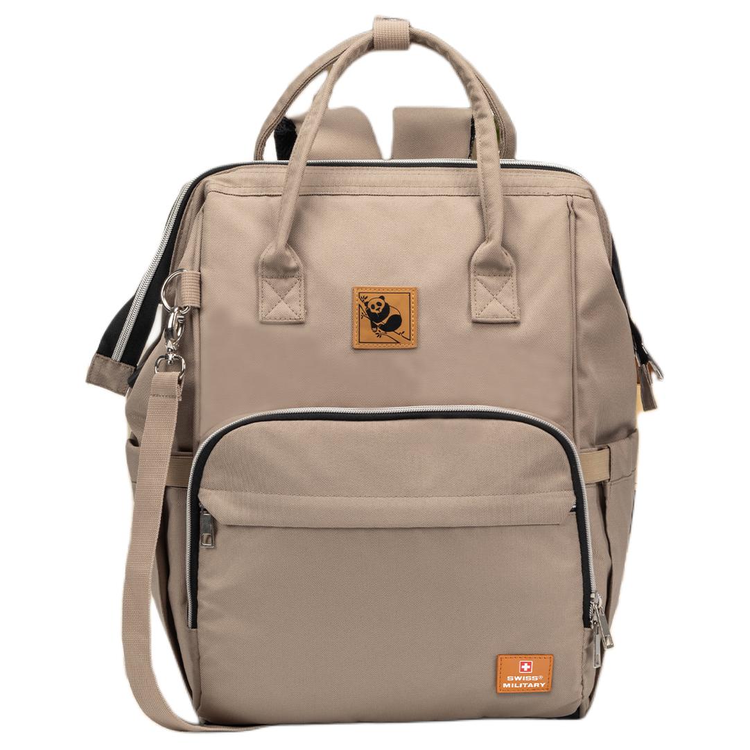 

New SWISS MILITARY PU Backpack Storage Bag Large Unisex Light Brown SW24QXS008 26.9*17.0*41.1CM