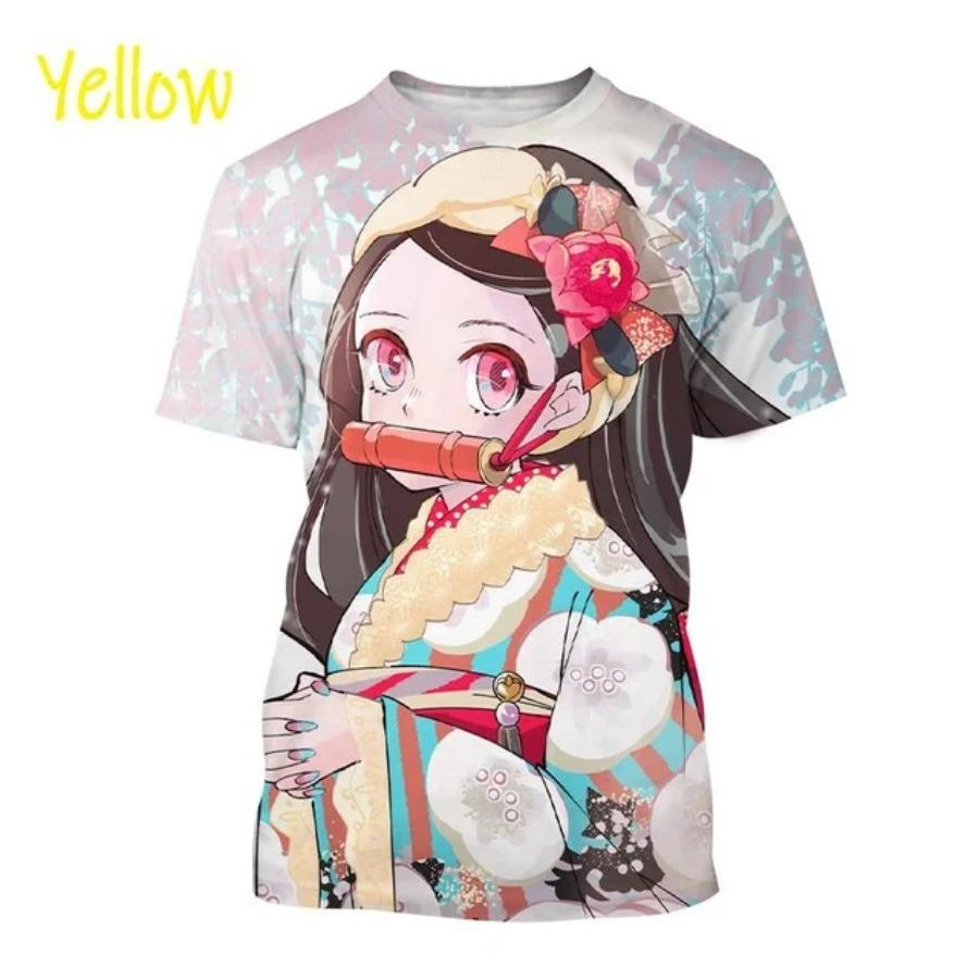 Summer 3D Personality Anime Print T Shirt Fashion Men and Women Demon Slaye Short-sleeved Hip-hop Harajuku T-shirt