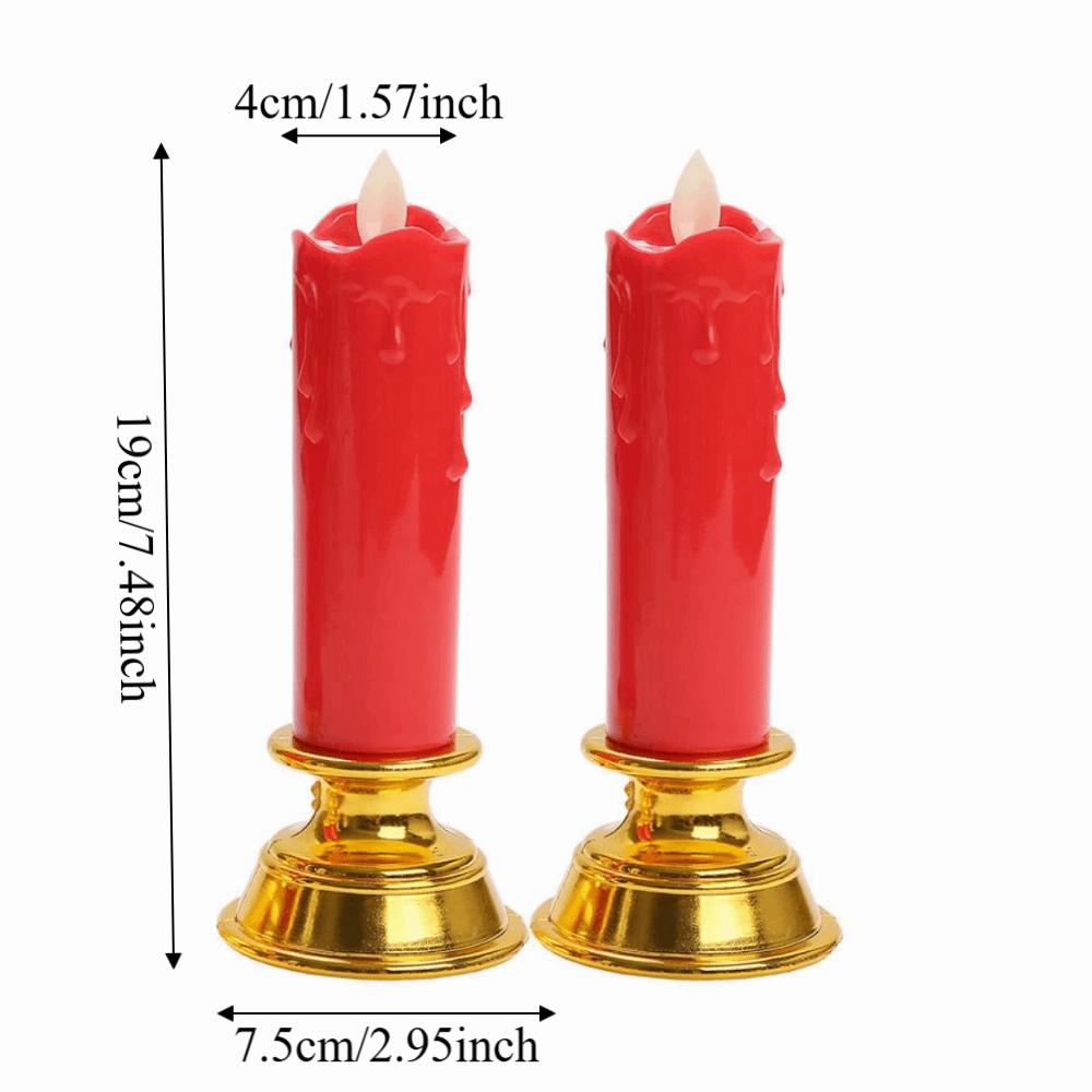 2Pcs Creative Electronic Candle Light Cordless Decorative Warm Glowing Candles with Light String Portable Simulated Candle Light
