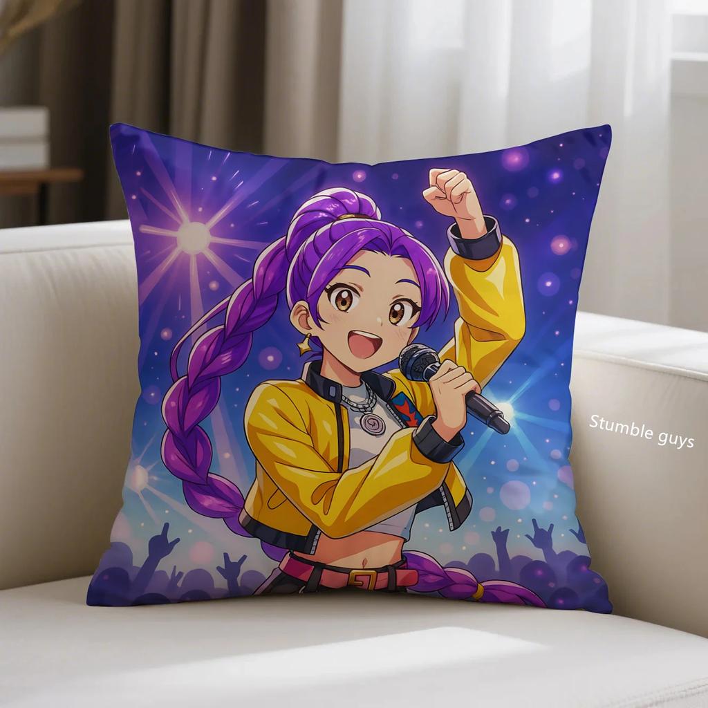 Kpop Anime Demon Hunters Cushion Cover Sofa Pillowcase Living Room