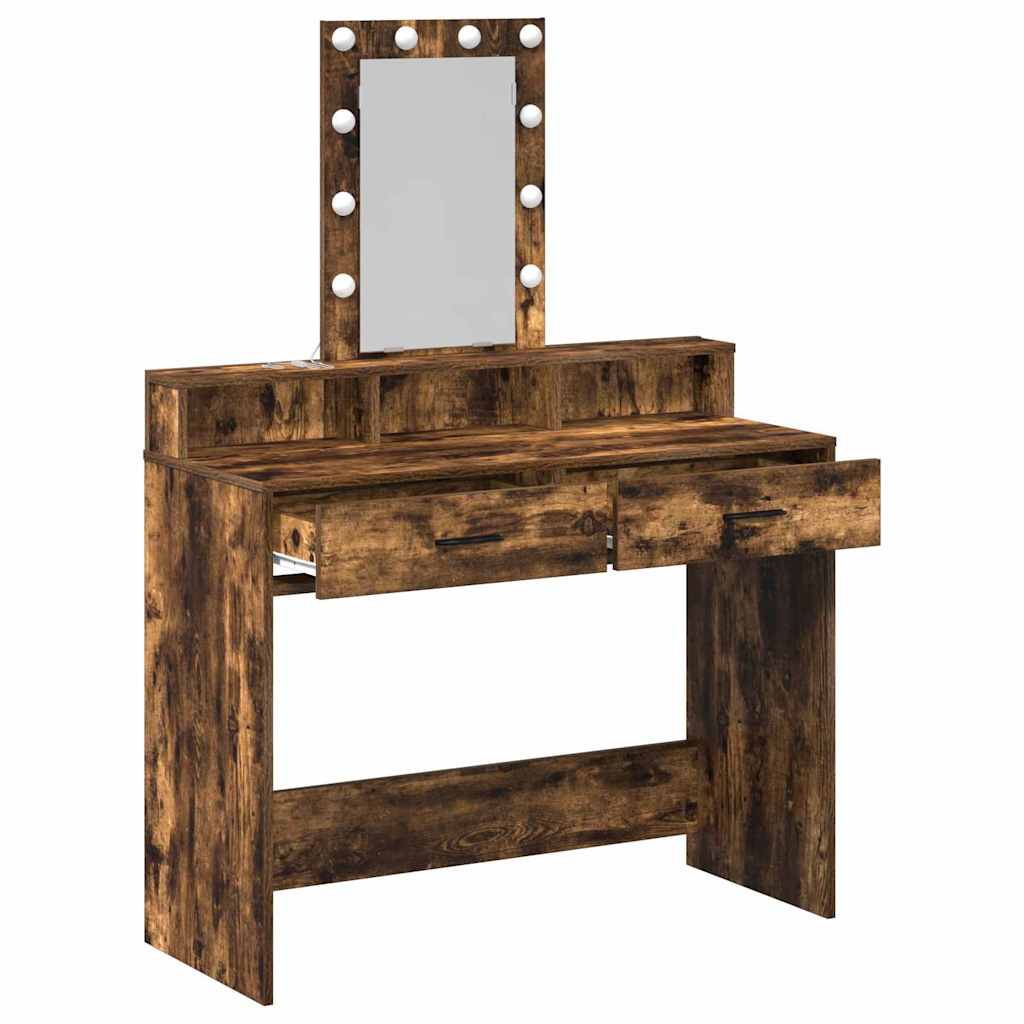 Makeup Table with Storage Brown 100 x 41 x 140 cm Engineered Wood