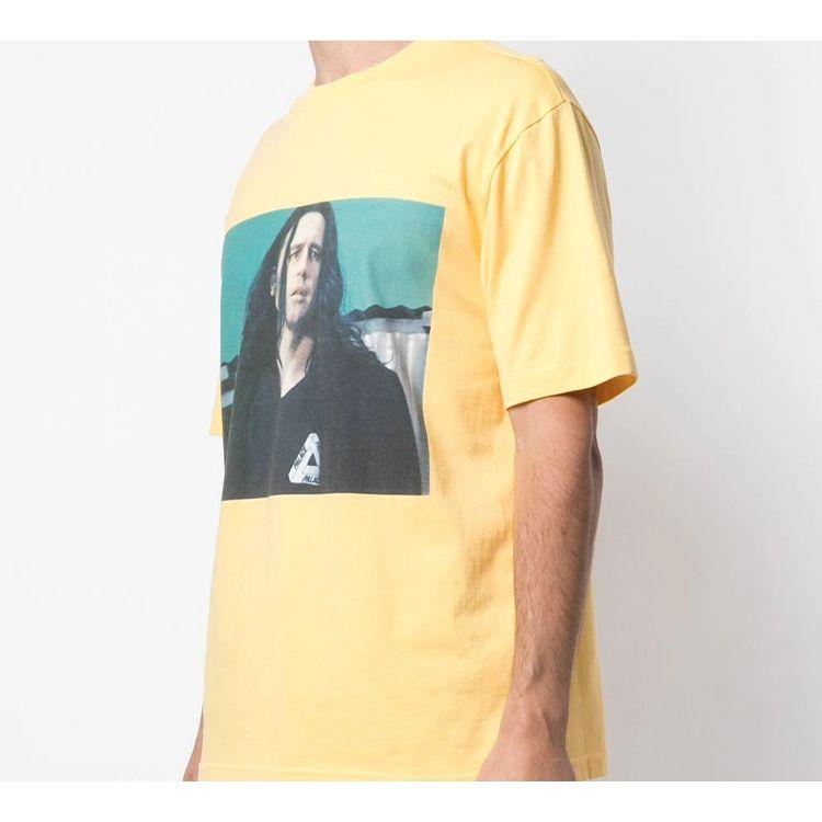 Palace Wise Up Disaster Artist James Franco Print Short Sleeve T-Shirt Unisex Tops Yellow P17TS010