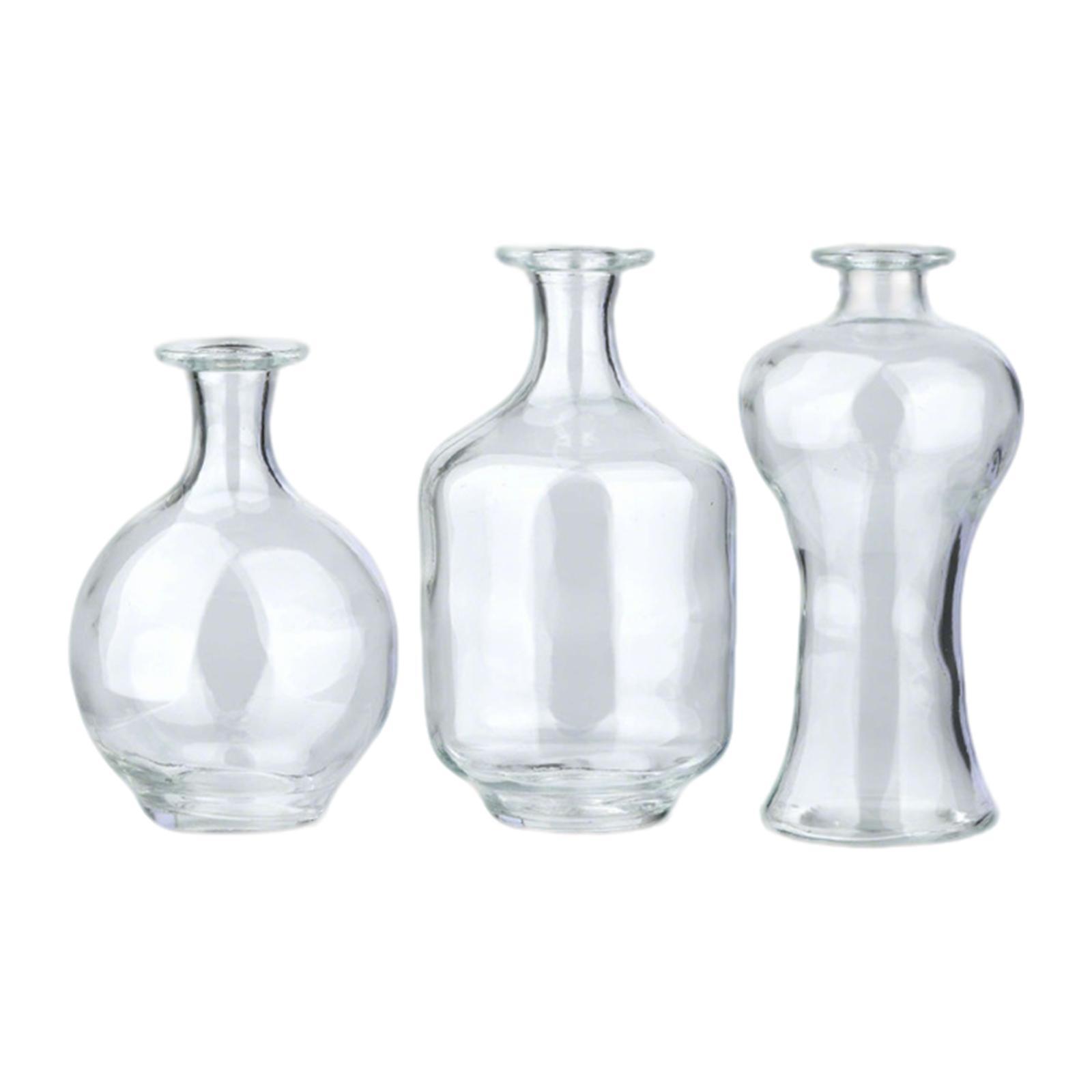

3 Pieces Glass Bud Vases Set Mini Flower Vases Modern Romantic Gift Tabletop Vase Tabletop Decor for Bedroom Balcony Bathroom чистый