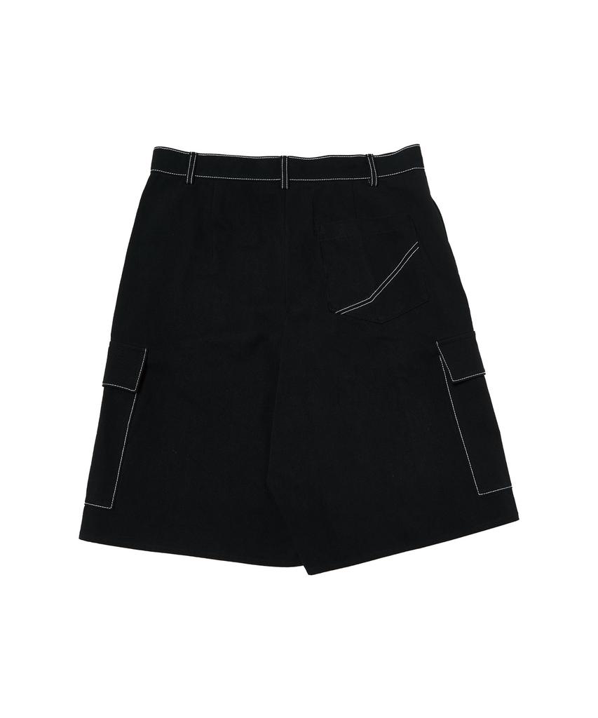 TEN PAST SEVEN Contrast Stitch Bermuda Shorts - Black
