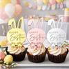 6pcs Happy Easter Rabbit Cake Toppers Cartoon Easter Bunny Ornament Cupcake Decor Toppers  Gift Tags