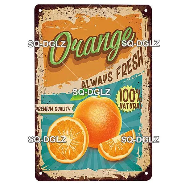 Fruits Metal Sign Bar Wall Decoration Tin Sign Vintage Metal Sign Vegetables Painting Plaques Art Fruit Poster
