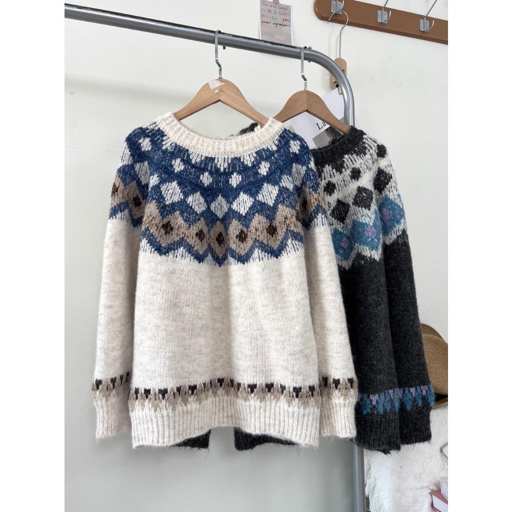 DIMANAF 2025 Autumn New Women Sweaters Knitting Basic Fashion O-Neck Style Loose Red Pullover Sweater