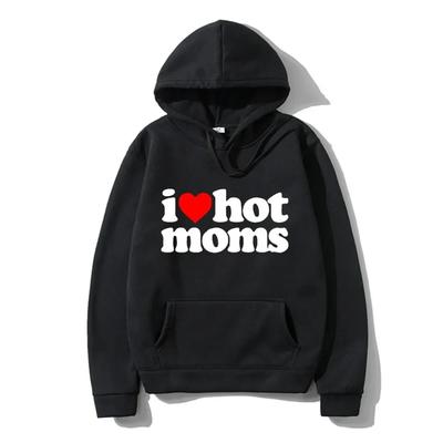 Ich liebe heiße Mütter Männer Hoodies Sweatshirts Neu Lustig Rotes Herz Liebe Mütter Print Hoodie Männer Frauen Lässiges Oberteil Pullover Herrenbekleidung