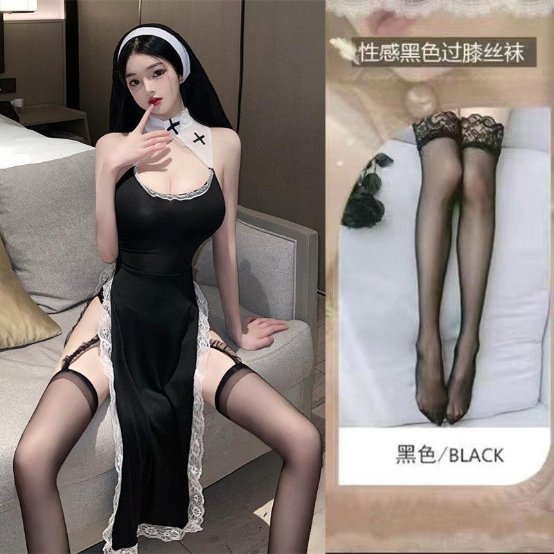 Sexy lingerie sexy cosplay nun uniform cosplay game dress hollow skirt