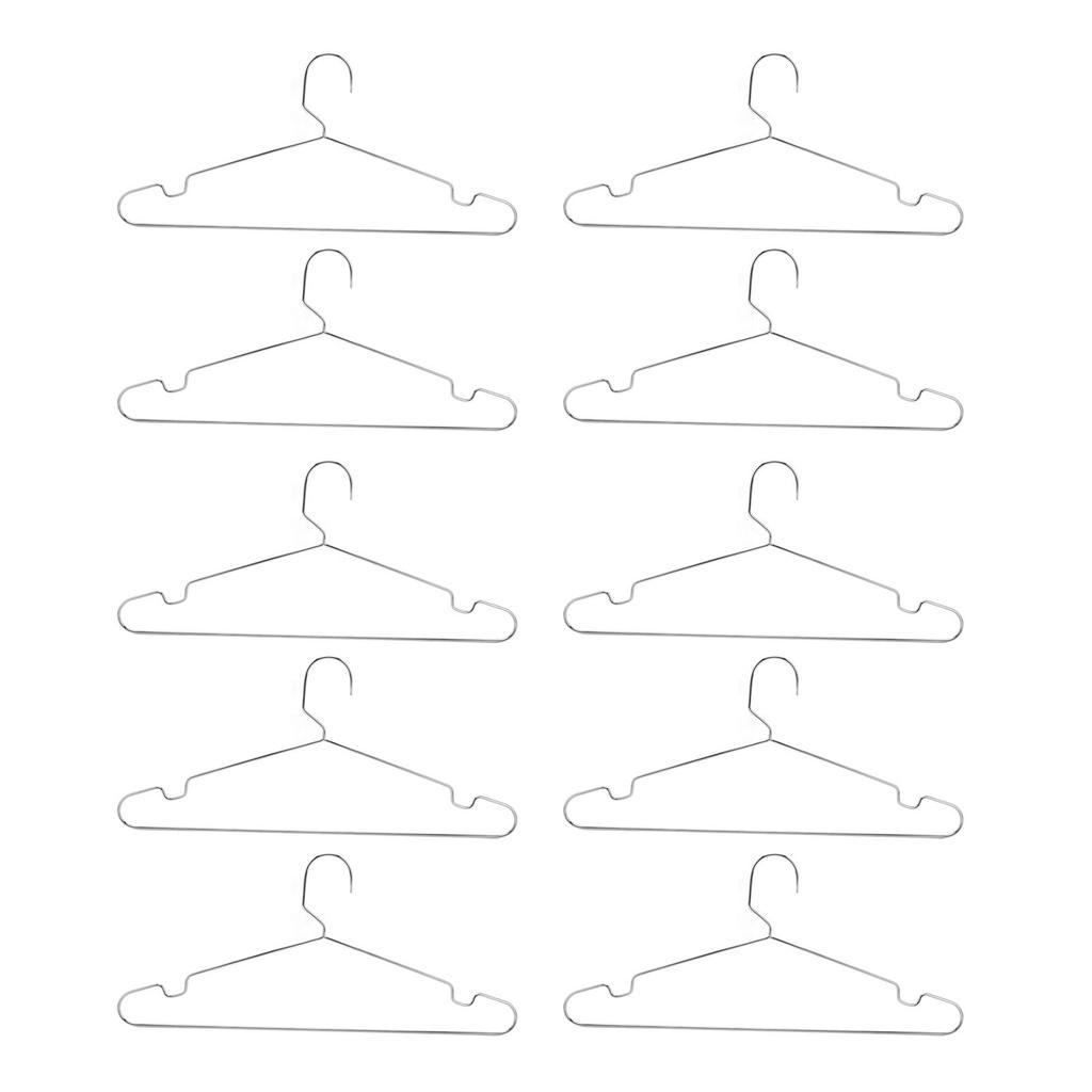 10pcs Clothes Hangers Stainless Steel Heavy Duty Prevent Slip Space Saving Coat Drying Hangers