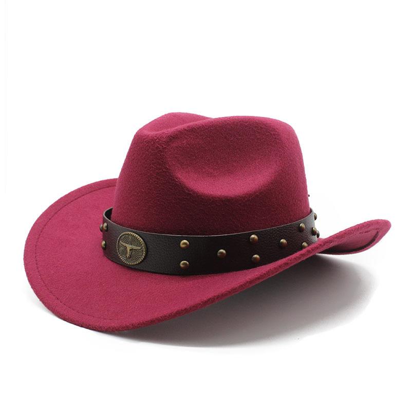 Western Cowboy Hat Woolen Felt Hat Men'S And Women'S Top Hat Outdoor Riding Hat