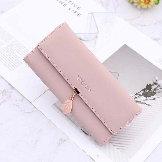 Neue Blätter Frauen Pu Leder Brieftaschen Weibliche Lange Geldbörsen Geld Taschen Handy Tasche Damen Hohe Qualität Brieftasche Karte Halter Kupplung weibliche geldbörse