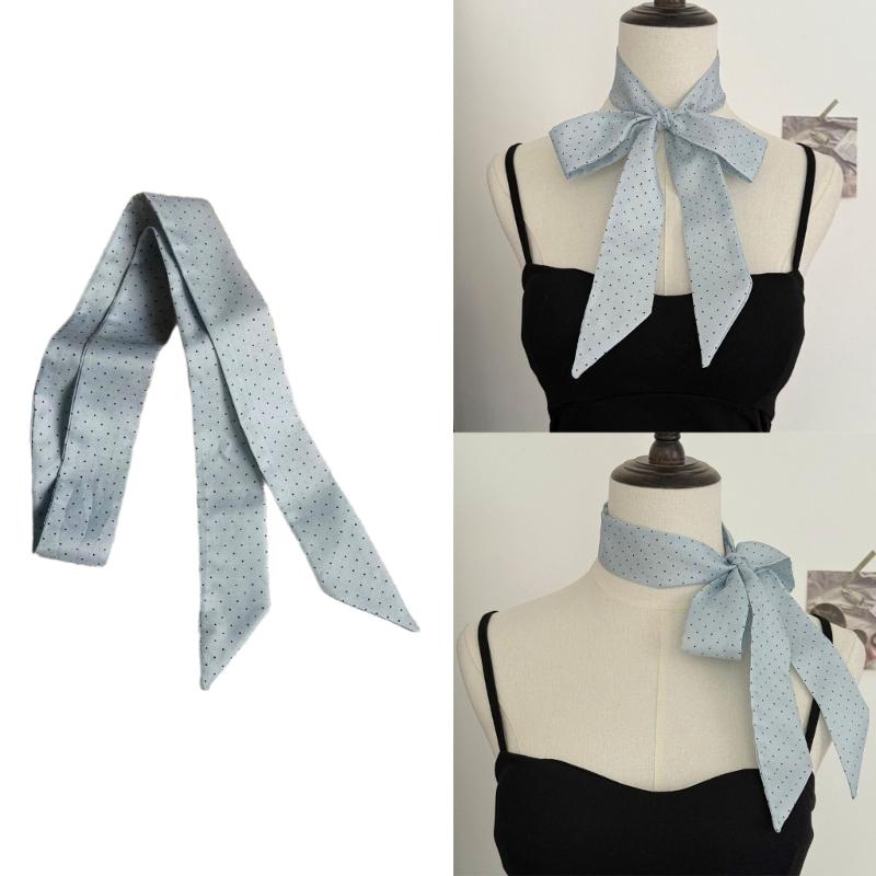 Multipurpose Round Dot Scarf Fashion Lightweight Polyester Headscarf Bag Decoration Travel Neck Wrap Hair Accessory