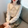 2025 Spring & Fall Women's Peter Pan Collar Chiffon Blouse - New Fashion Lace Shirt