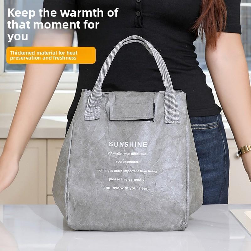 Moderner Dupont-Material Minimalistischer Stil Buchstaben Lunch-Tasche für Schule Pendeln