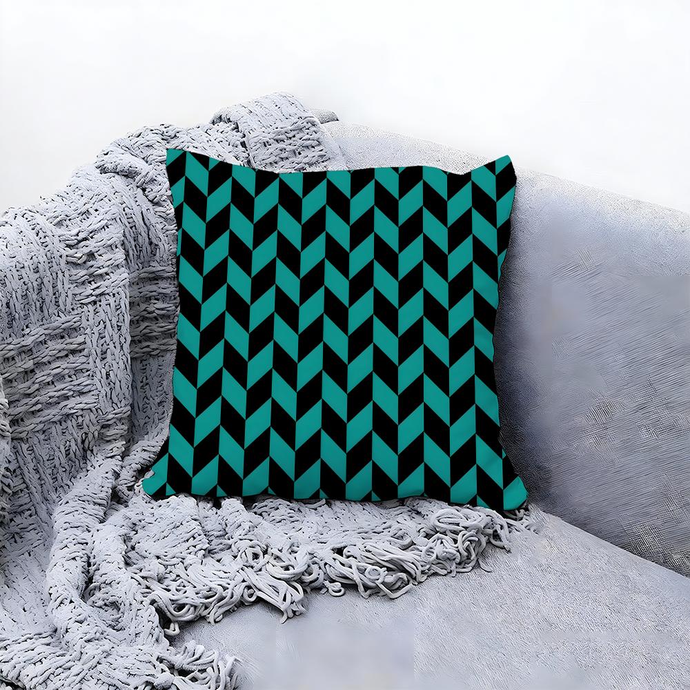 Modern Herringbone Pattern Style Cushion Cover Premium Comfort Reversible Pillow Cove in One Design for Any Room Car Interior