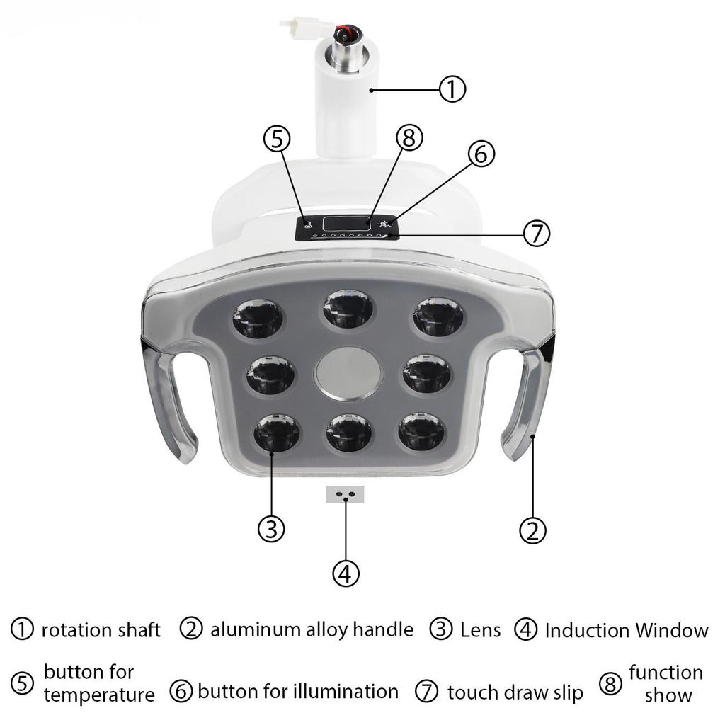 8 LED Bulb Dental Oral Lamp Dentist Operation Light Adjustable Color Temperature Sensory Switch Oral Light For Dentistry Chair