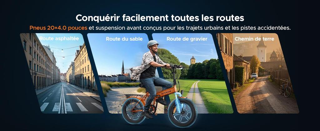 ENGWE folding electric bicycle, 48V 13Ah battery, range of 50-120 kilometers, 20-inch wide tires, 7 speeds, EP-2 Boost.