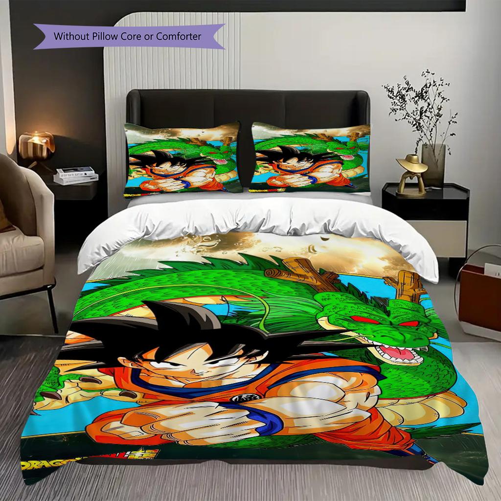 1PC Dragon Ball Pattern Bedding Quilt Set Quilt Cover Pillowcase Home Decoration Birthday Gift (1 * Duvet Cover + 2 * Pillowcase, Without Core)