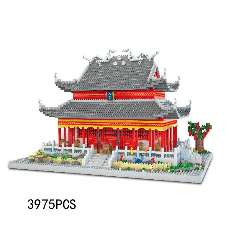 World Famous Culture Architecture Micro Diamond Block China Nanjing Confucius Temple Nanking Mini Building Brick Nanobrick Toys