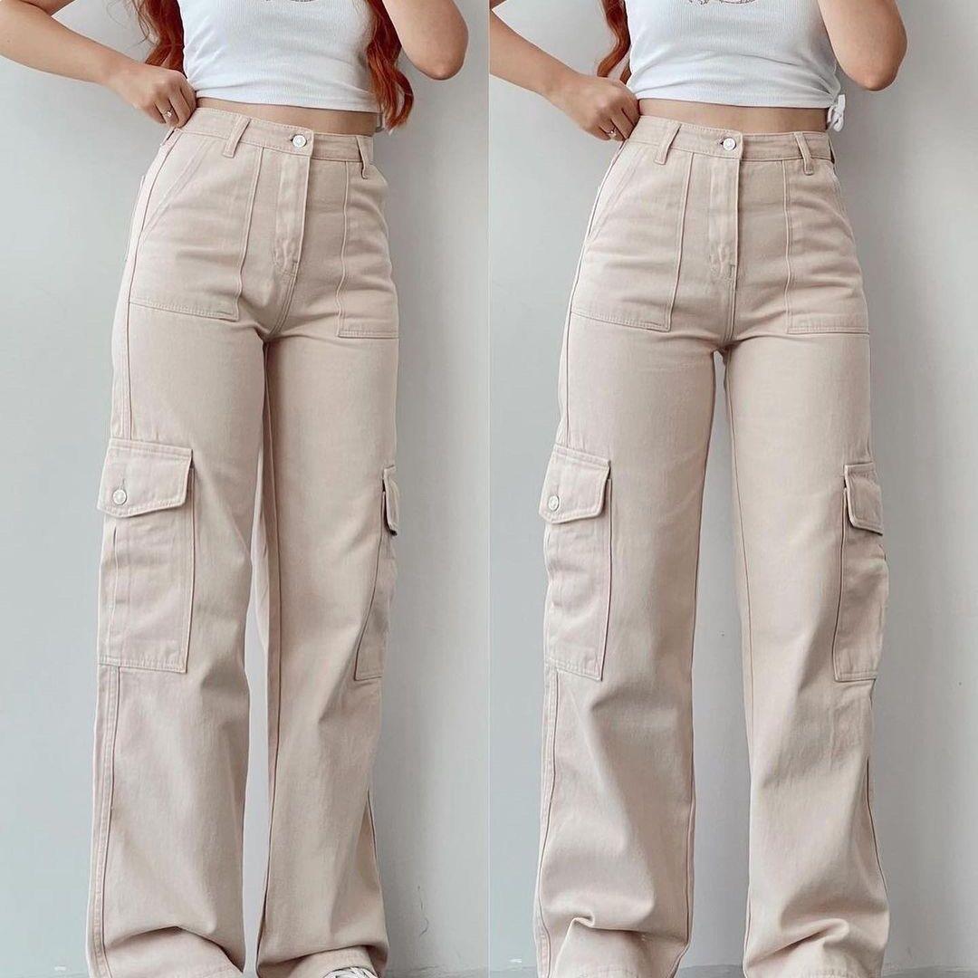 

2026 US-Style Versatile Casual Mid-Waist Cargo Pants with 3D Pockets - White 3XL
