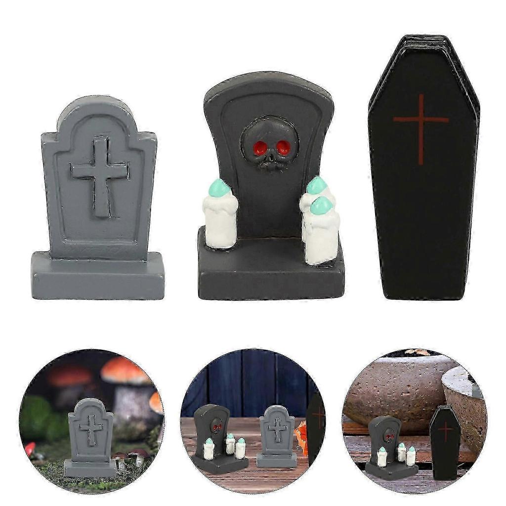 2026 Am besten!! Harz Grabstein Sarg Dekoration für Halloween 1 Set Dekoratives Scherz Requisit