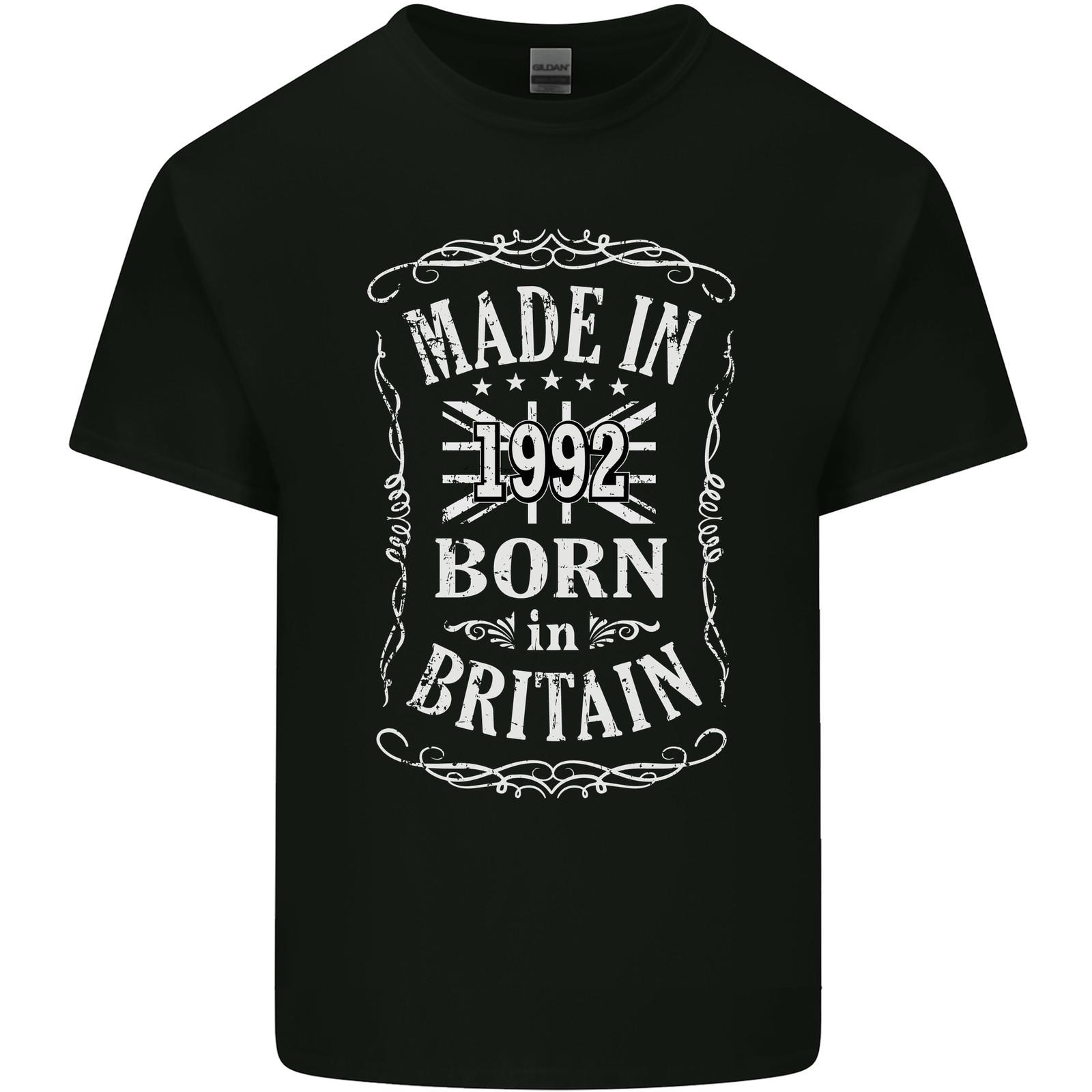 Born In Britain 34th Birthday Made 1992 Mens Cotton T-Shirt Tee Top XL