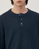 WORK ON BODY OFF Easyon Semi-Overfit Henley Neck Knit [Navy]