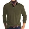 Men's Solid Color Button Lapel Long Sleeve Top Men's Casual Fashion Long Sleeve Top