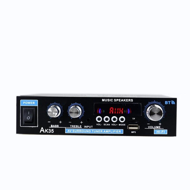 AK35 Bluetooth Stereo Audio Amplifier Home Karaoke Sound System Two Channel Car Digital Amplifier 12.5X19X4.5CM