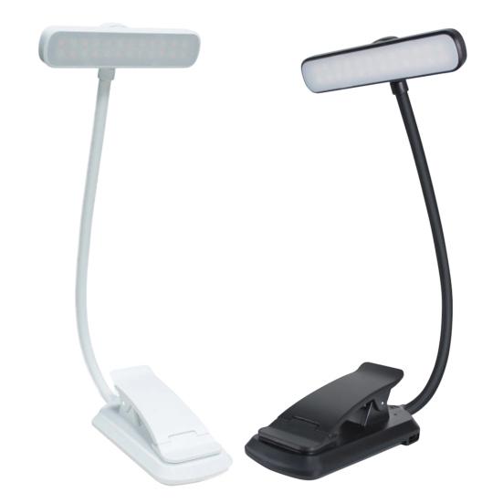 Study Room Table Lamp Clip-on Reading Light with Flexible Gooseneck, 24 LED 3 Color Eye Compact Bedside Caring Book Light, USB Rechargeable