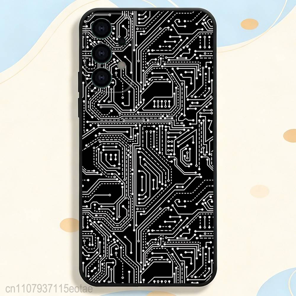 Imitation Circuit Board Pattern Phone Case For Samsung S25,S26,S24,S21,S22,S23,S30,Ultra,S20,Plus,Fe,Lite,5G Black Cover
