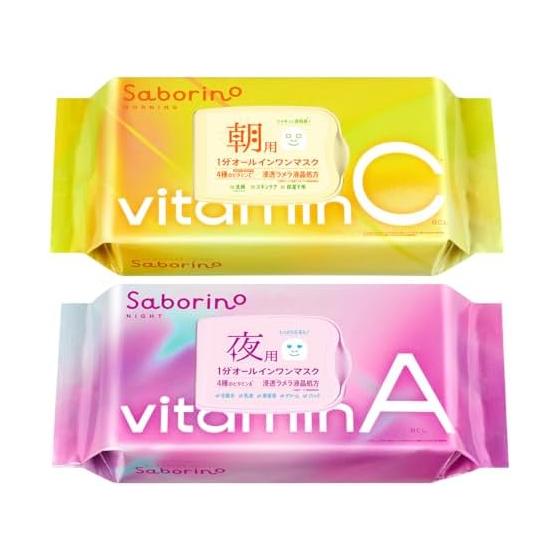 Saborino Vitatto AC 30 листов для пробуждения, 30 масок от усталости, набор утро и вечер, маска для лица, экономия времени, витамин С, витамин А, увлажнение кожи,
