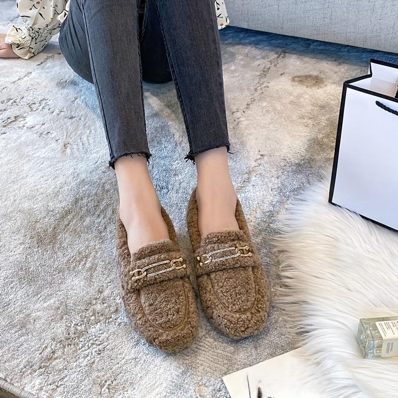 

Новая весенне-осенняя модная обувь на массивной подошве, женские слипоны из овчины для улицы - Увеличенные ботинки-бобы, хлопковая обувь 43