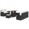 Set Divano da Giardino con Cuscini 8 pz Polyrattan Nero