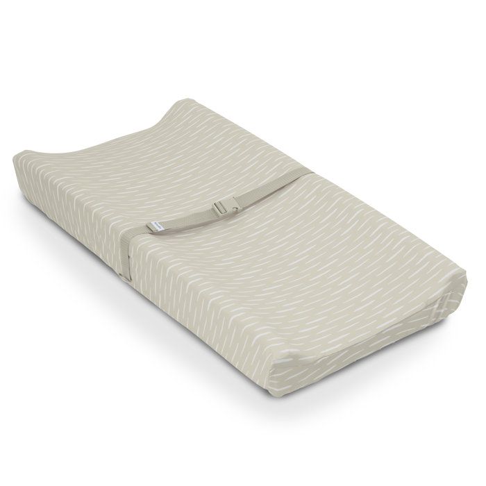 INGENUITY- Matelas a langer beige a contour réhaussé et harnais de sécurité, déhoussable