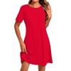 Women's Fashion Casual Color Round Neck Short Sleeve Short Dress