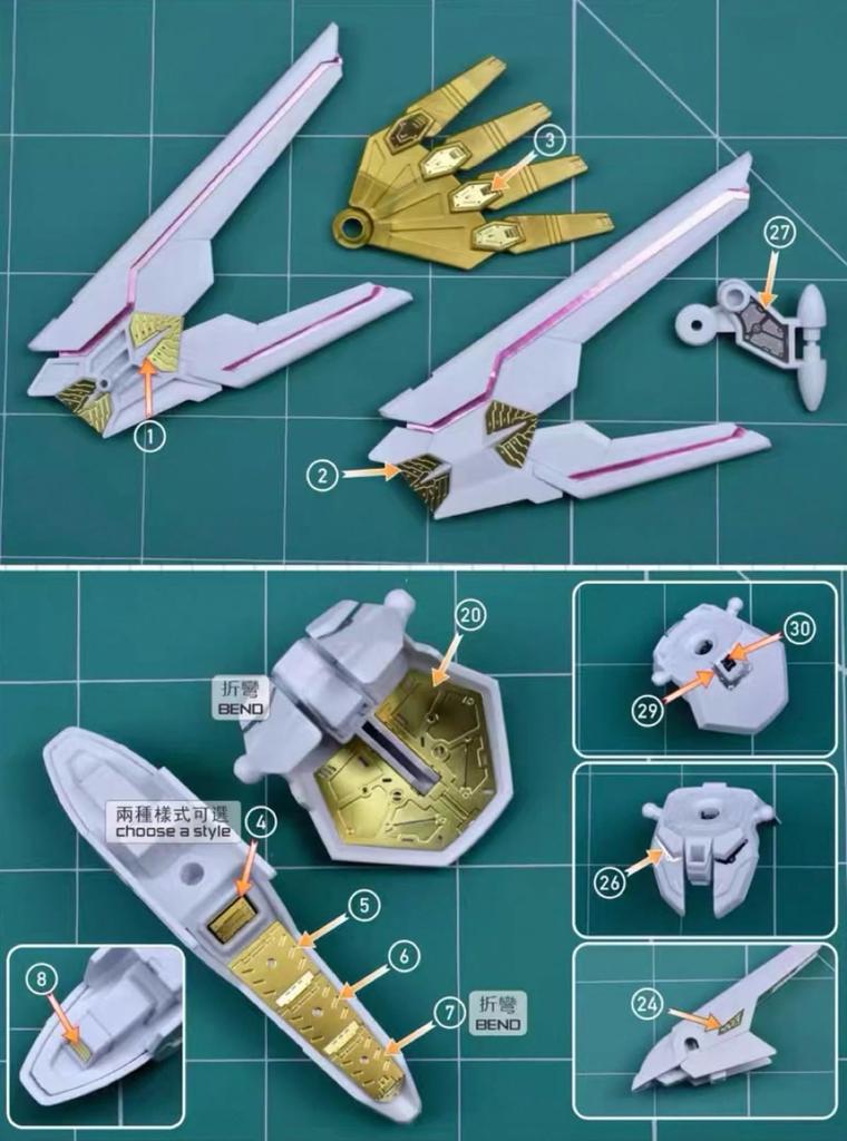 SDCS Mighty Strike Freedom Gundam Detail Up Modification Metal Parts with Decals High-Quality Water-Transfer