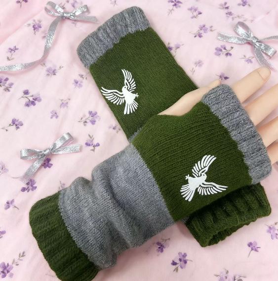 Damen Herbst/Winter Mode Gestrickte Bestickte Handschuhe