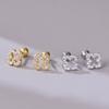 New 925 Silver Four Leaf Clover Stud Earrings with Spherical Ear Back Anti-drop, Women Trendy Mini Earring Jewelry Gift