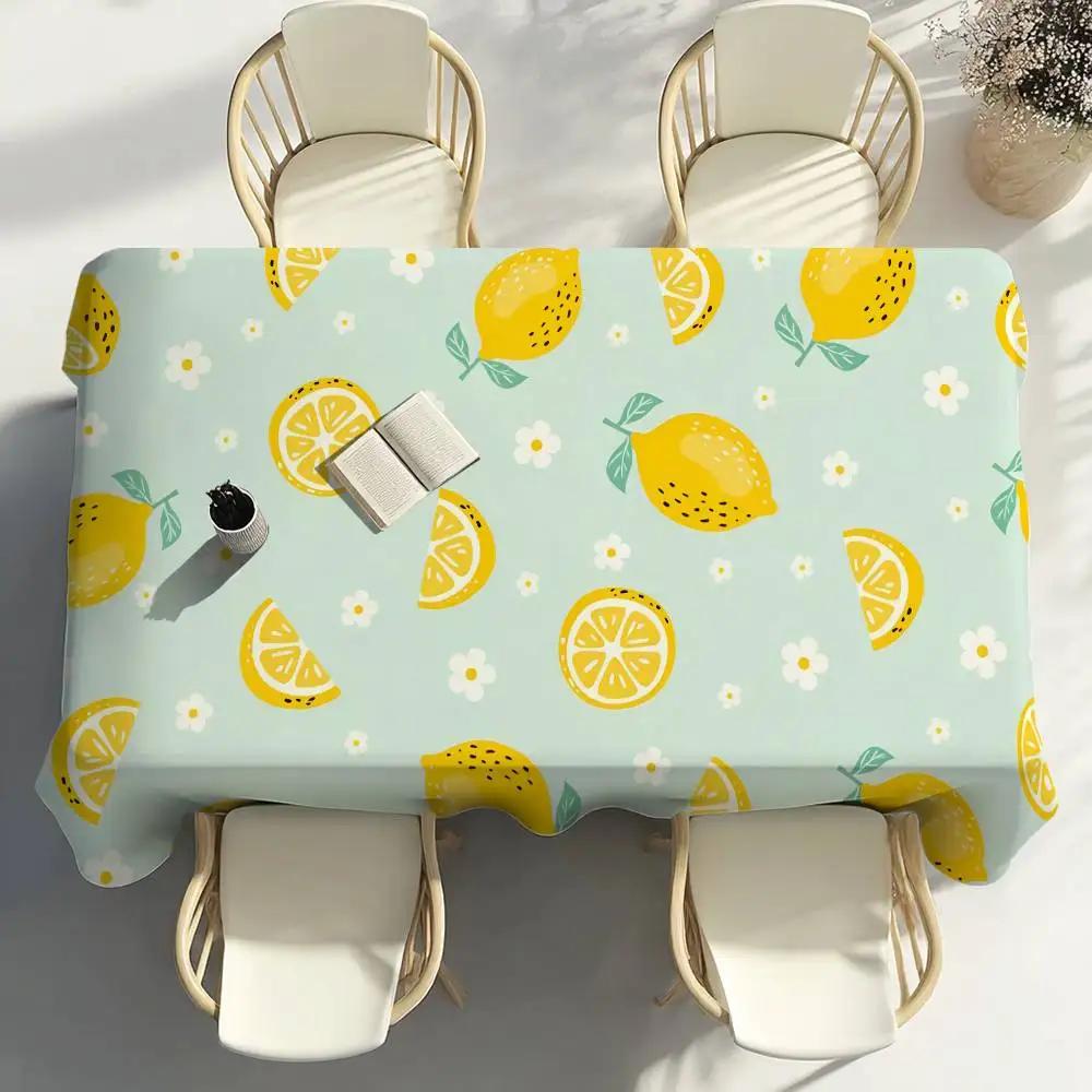 Gelbe Zitronenfrucht Tischdecke Party Dekoration Esszimmer Zuhause Küche Terrassen Wasserdicht Fleckenabweisend Tischdecke