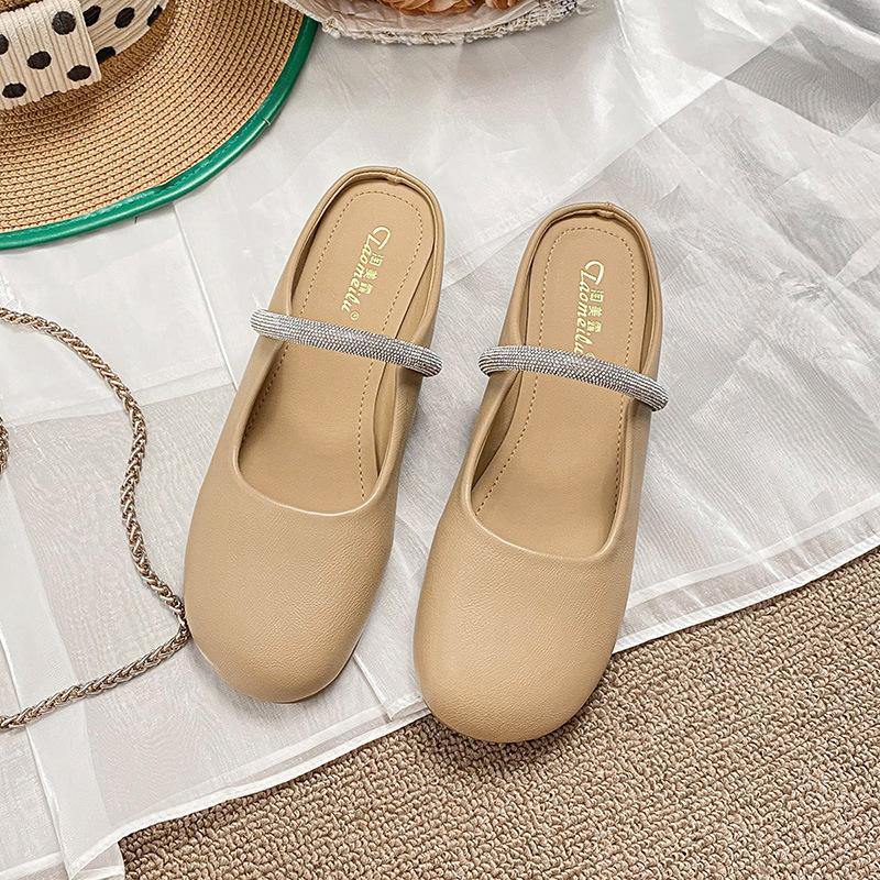 2025 spring and summer new heelless lazy Internet celebrities fairy wind bag head half slippers women wear muller women single shoes