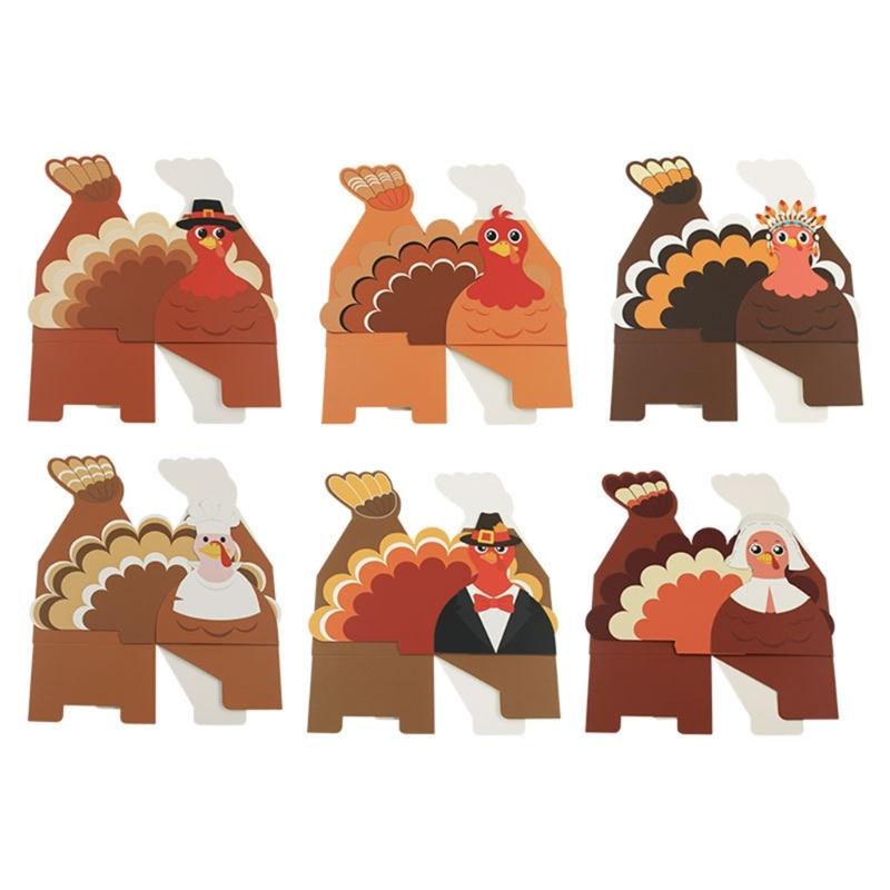 Packung mit 12 Geschenkboxen aus Papier mit Thanksgiving-Truthahn-Motiv für Feiertags-Partydekorationen und DIY-Bastelarbeiten