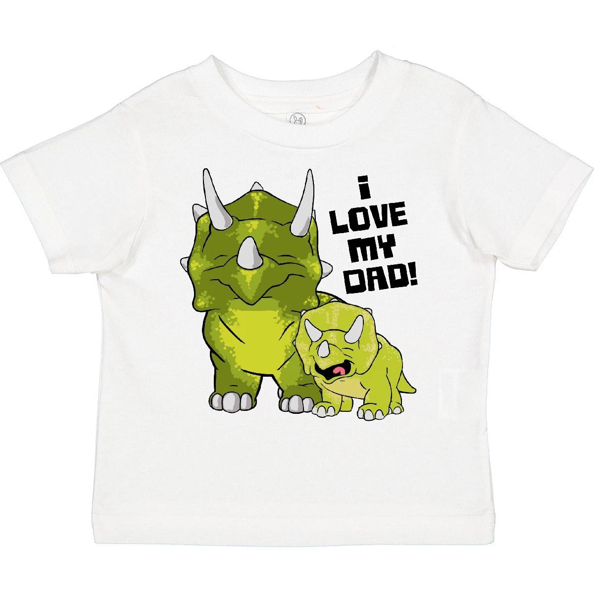 Inktastic I Love My Dad With Baby And Daddy Triceratops Toddler T-Shirt Fathers 160